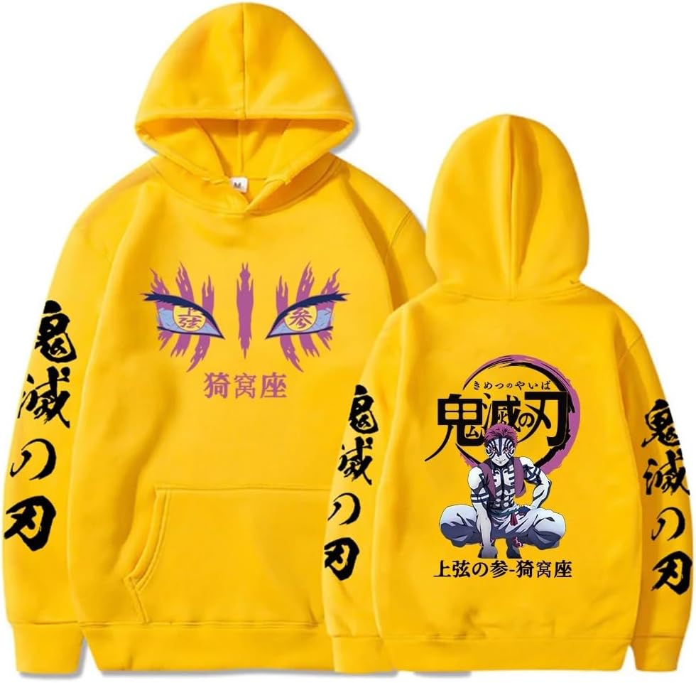 Anime Hoodies Akaza Graphic Printed Pullover Fashion Cosplay Sudadera Harajuku Streetwear Y2K Sweatshirt Male Cloth