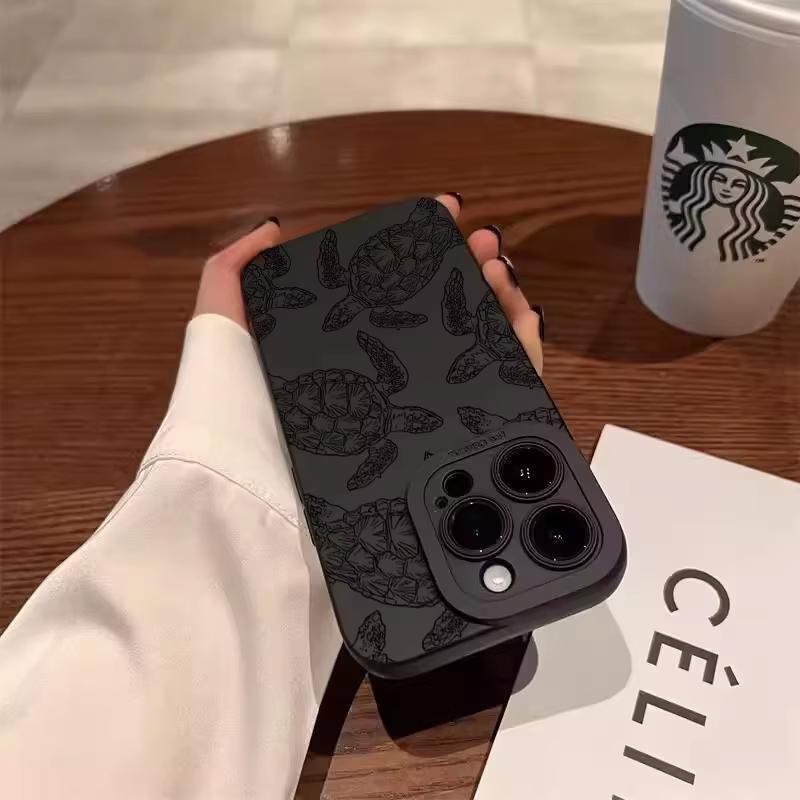 Summer Cartoon Turtle Pattern Case for iPhone 13 11 12 14 15 16 Pro Max 8 7 Plus SE 2022 XR X XS Camera Lens Protection Cover