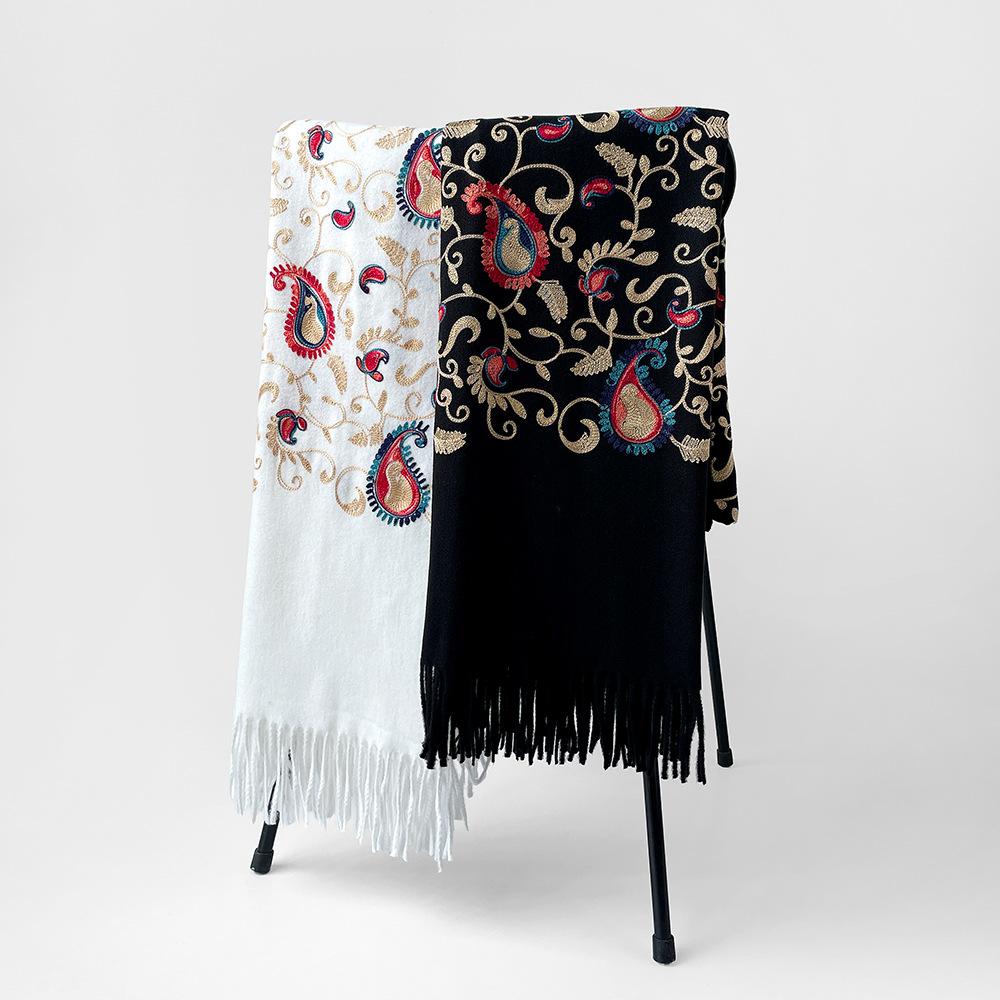 New Arrivals Embroidered Cashmere Scarf Warm Scarf Scarf Cashew Nut Embroidered Scarf Cashmere Scarf Women