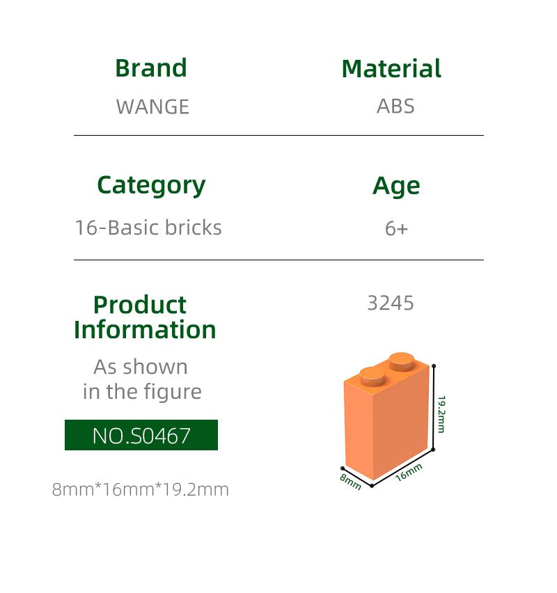 Non-Toxic 66Pcs/Lot 3245 1X2X2 2Dots Building Block Moc Accessories Compatible With Brick Children Toys Gift Box