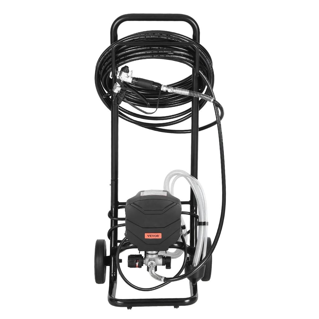 VEVOR Stand Airless Paint Sprayer, 650W, 3000PSI High Pressure Airless Sprayer with Cart, Cleaning Brush, Hose, Extension Rod, Nozzles