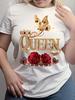Women's graphic short-sleeved round neck casual women's T-shirt, fashionable and elegant