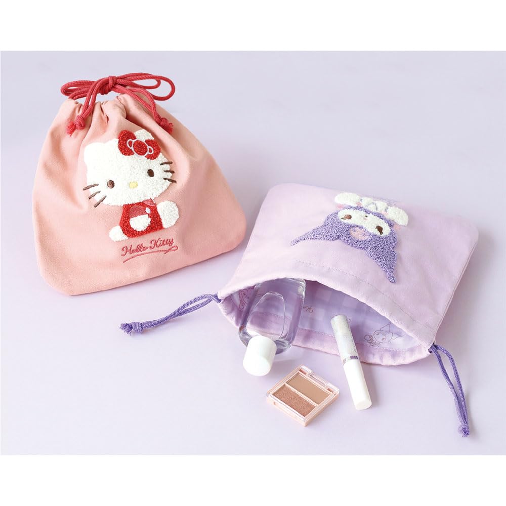 Factory Sanrio Characters Sagara Embroidered Drawstring Pouch Hello Kitty H175 X W190mm T's SR-5530387KT