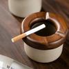 BRWindproof Ceramics Ashtray Living Room with Lid Anti Fly Ash Ceramic Cigar Ashtray Decoration Chinese Home Decoration Art GiftEY