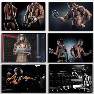 Seksowna Kulturystka Fitness Sport Płótna Obrazy Siłownia Motywacyjny Plakat Podnoszenie Ciężarów Druk Sztuka Ścienna Dekoracja Pokoju Dziennego
