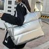 Large Capacity Quilted Nylon Tote Bag for Women Winter Spacious Women's Shoulder Bag for Gym Yoga Shopping Solid Color Padded Space Handbags for Women