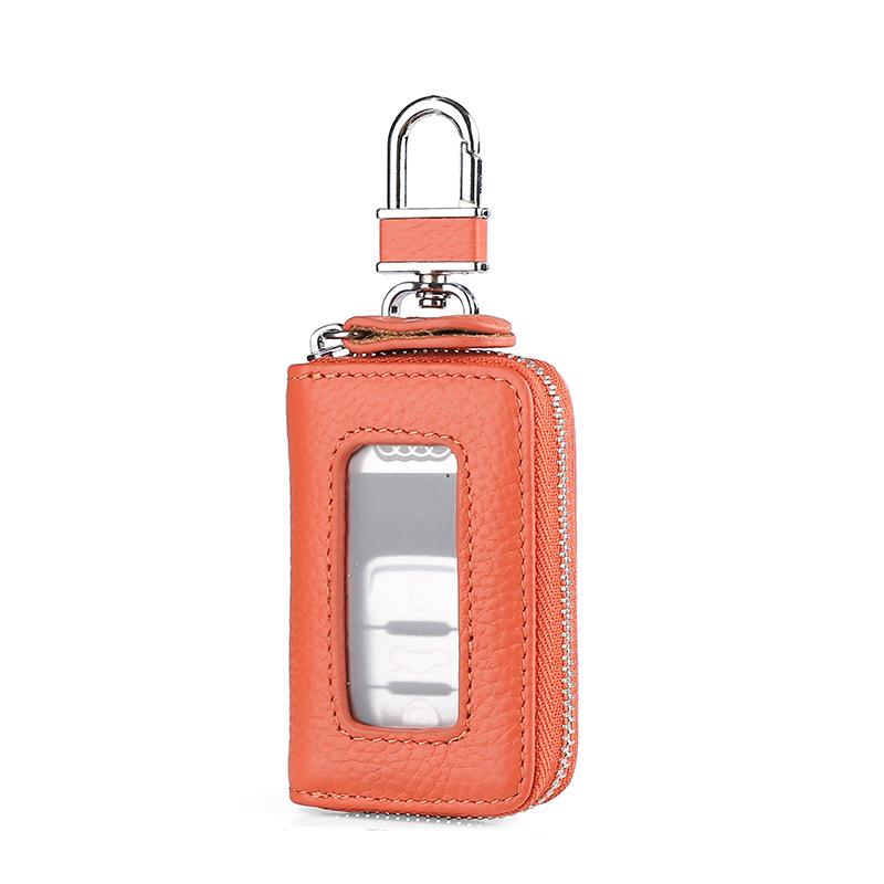 Retro Schlüsselanhänger Brieftasche Reißverschlusstasche Visuelle Spiegelfenster Autoschlüssel Schutztasche Leder Schlüsselhalter Mini Autoschlüssel Tasche Fall