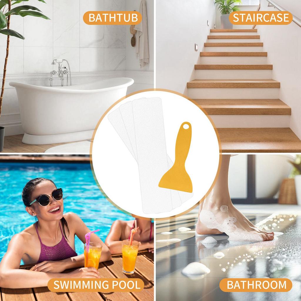 30Pack Shower Floor -Slip Stickers, Strong Adhesion, -Slip Shower Stickers With Scraper, Suitable For Bathtubs, Pools And Stairs, Hexagonal