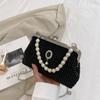 Korean version of pearl chain handbag 2025 summer new bag women's fashion rivet messenger bag clip shoulder bag
