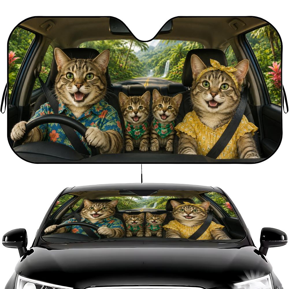Animal Cat Sun Visor Car Windshield Sun Visor - Foldable Universal Fit UV Block Heat Insulation Sunshade