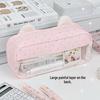 Pink Cartoon Bear Pencil Case with Window - Cute, High-Capacity Japanese Style for Students