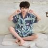 Boys 2026 Short Sleeve Pajamas Set Cartoon Ice Silk Thin Loungewear Kids