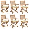 Folding Garden Chairs Set of 6 with Cushions Acacia Wood
