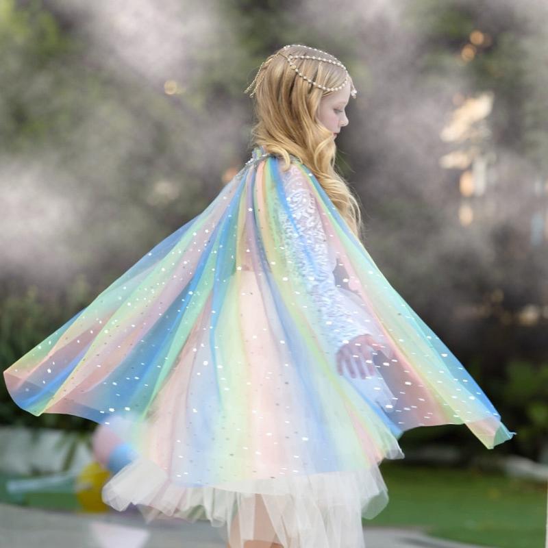 Mädchen Prinzessin Party Zubehör Umhang Kostüm Umhang Pailletten Tüll Halloween Umhang Geschenk