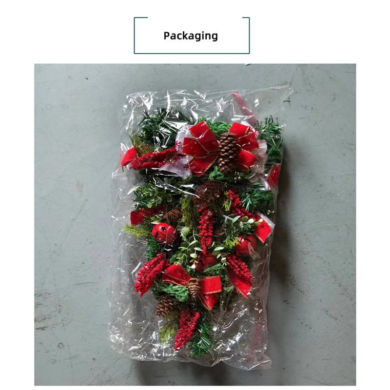 Christmas Wreaths for Front Door Decorative Handmade Door Garland Decorated With Bells Pine Cones Berries And Ribbons for Xmas