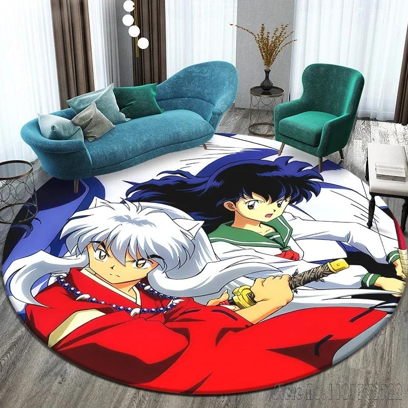 

Cartoon Inuyasha Printed Pattern Circular Carpet 120cm Crawling Game Non-slip Floor Mat for Kids Rug Living Room Decor Diameter 60cm