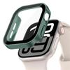 Glass+Case For Apple Watch 42mm 46mm 45mm 41mm 44mm 40mm Straight Edge Screen Protector Cover Case iWatch SE 3 6 7 8 9 10 11 7