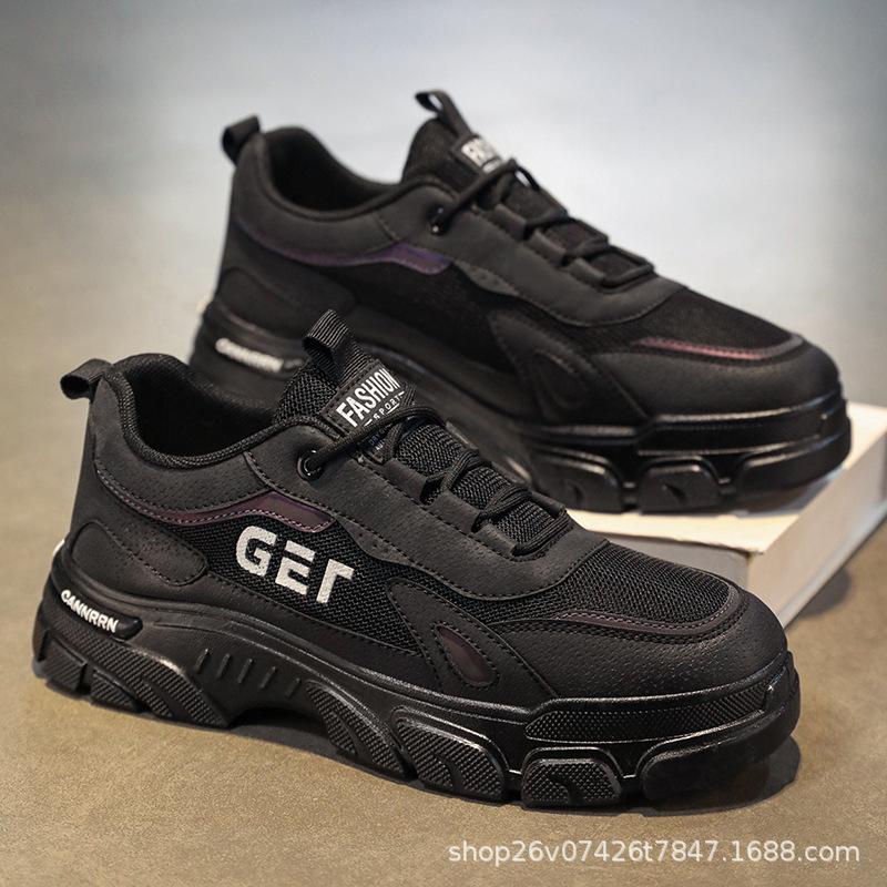 

Autumn men s shoes new breathable labor insurance shoes men s trend versatile platform tooling shoes casual sports board shoes trendy shoes 44 чорний