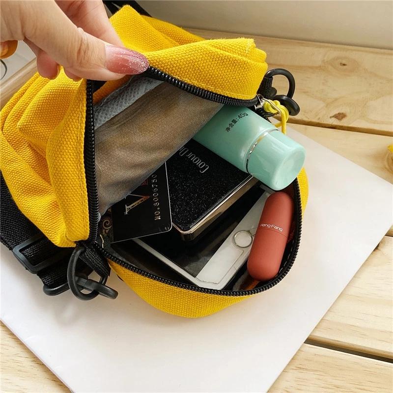 Women's Single Shoulder Bag Fashion Solid Color Casual Handbag Outdoor Daisy Canvas Handbag Zipper Cross-body Bag Messenger Bag