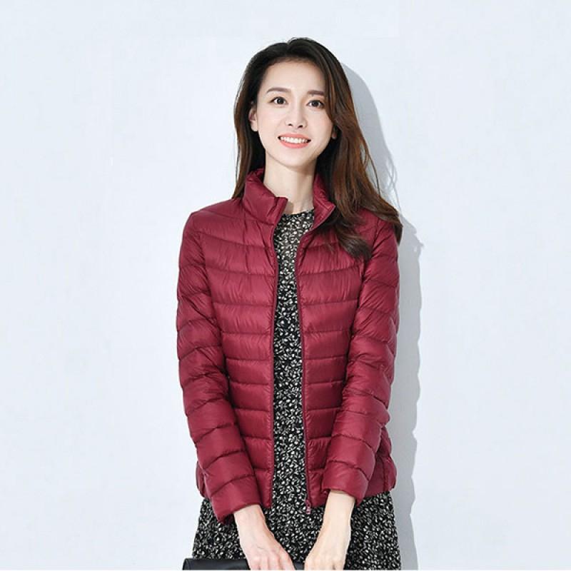 Womens Lightweight Short Down Jacket Plus Size Stand Collar White Duck Warm Coat