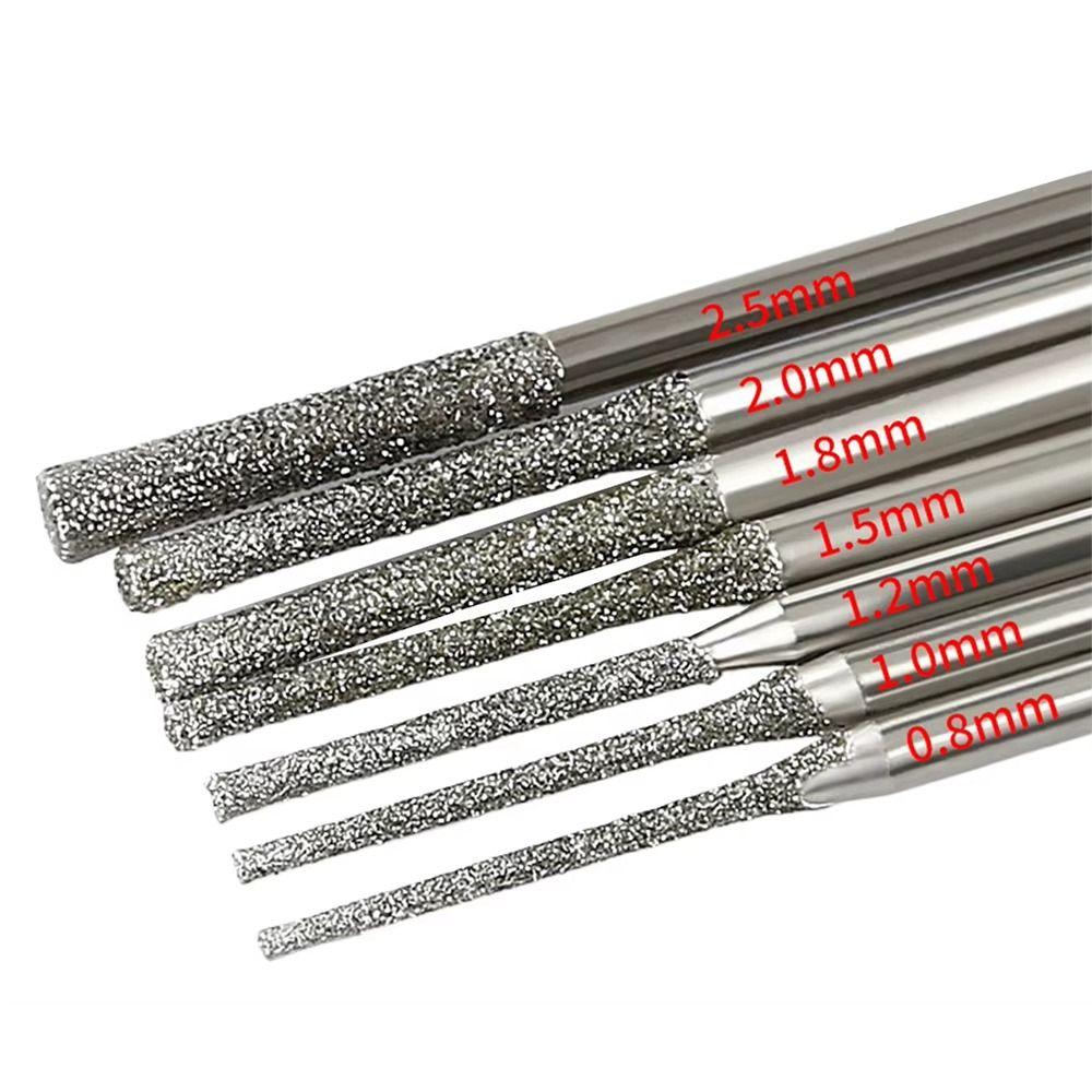 10Pcs 0.8-2.5mm Diamond Coated Drill Bits Silver Grinding Burr Bits  For Drilling Glass Woodworking