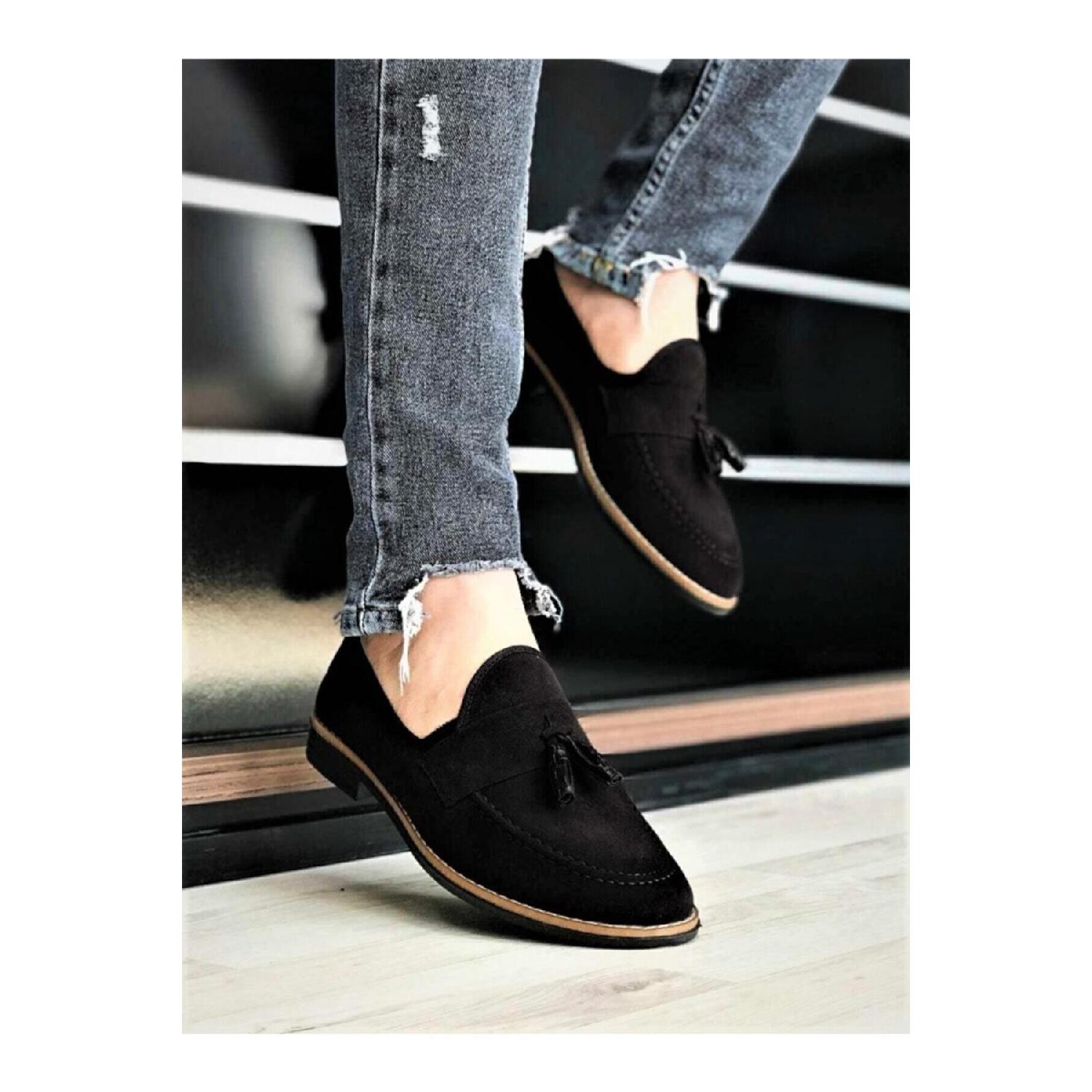

Men s Black Suede Tassel Shoes 41 чорний