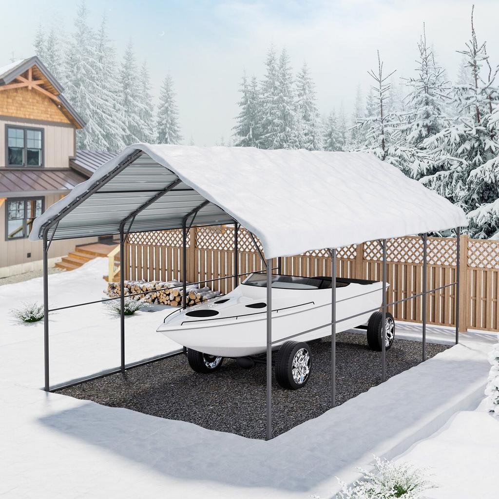 12' x 20' Metal Carport Heavy Duty Outdoor Car Shelter Garage for Boats
