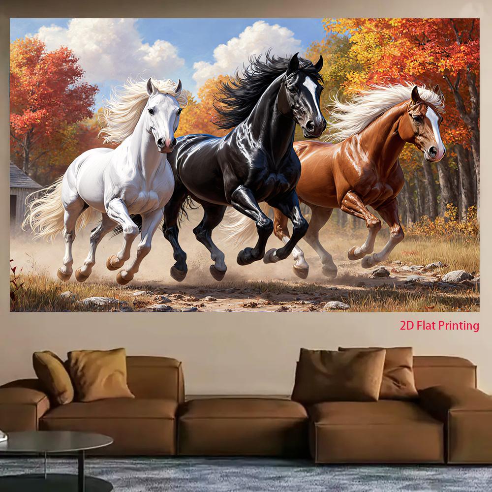 Two-dimensional planar product 1 piece - Three galloping horses in the fieldzyc