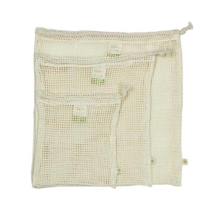 Organic Cotton Mesh Produce Bags - Set Of 3