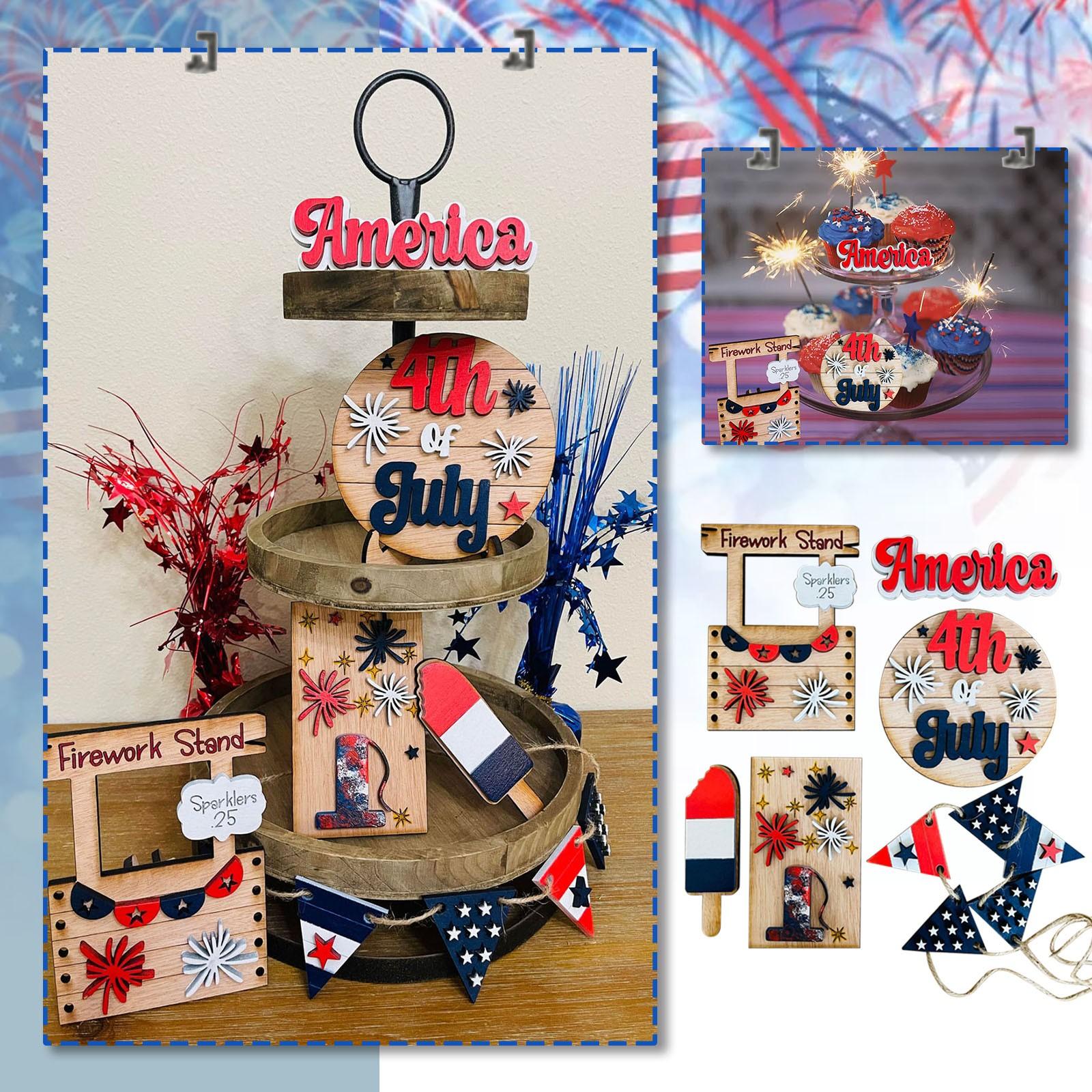 

Украшение дома на День независимости, многоуровневый декор подноса