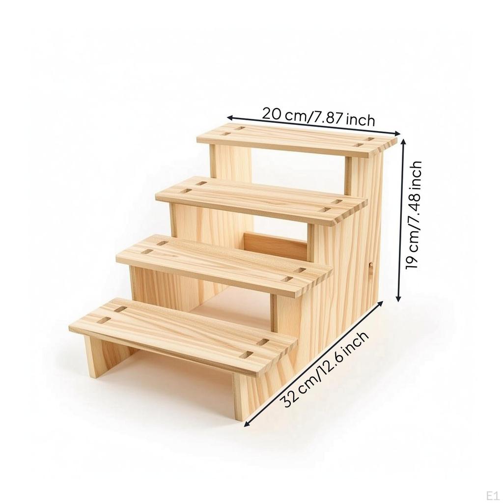 Stepped Display Rack Tabletop Tiered Stand MultiTier Wooden Riser with Shelves for