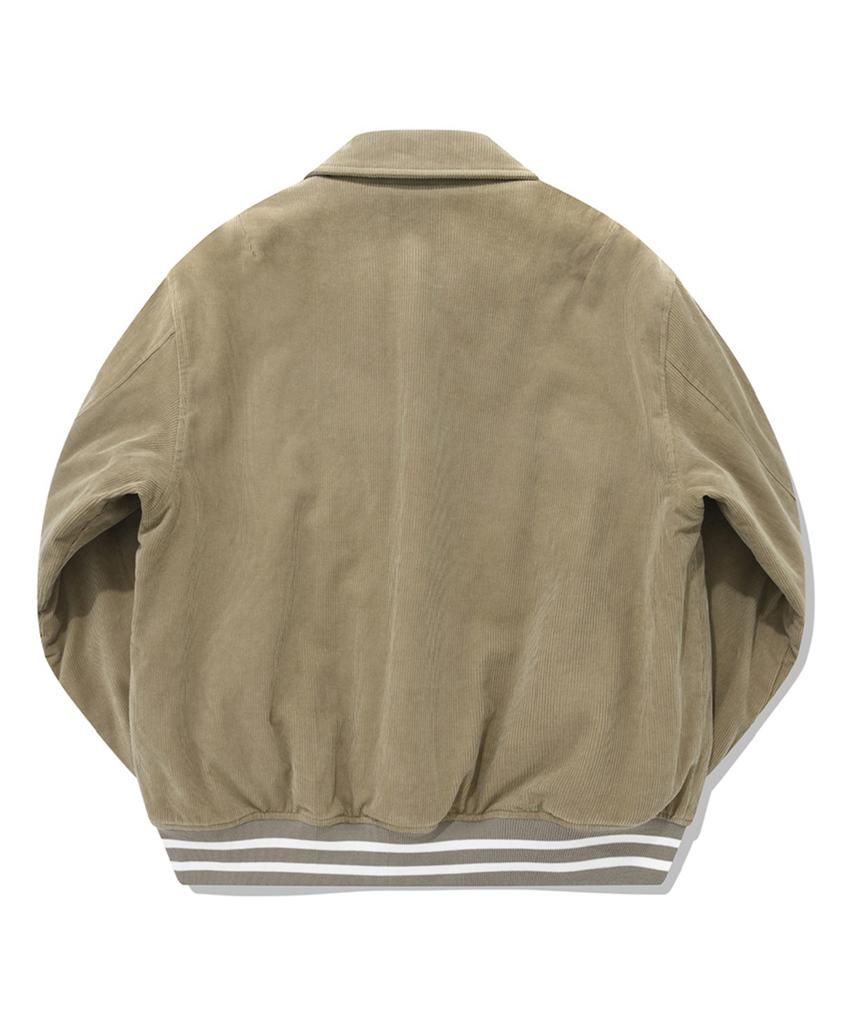 COVERNAT Preppy Corduroy Varsity Jacket Beige
