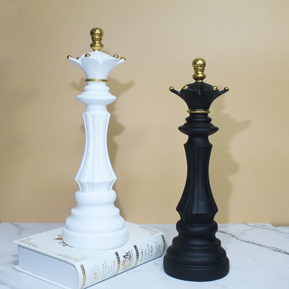 Collection Objects International Chess Ornaments Black White King Height Chess Home Decor