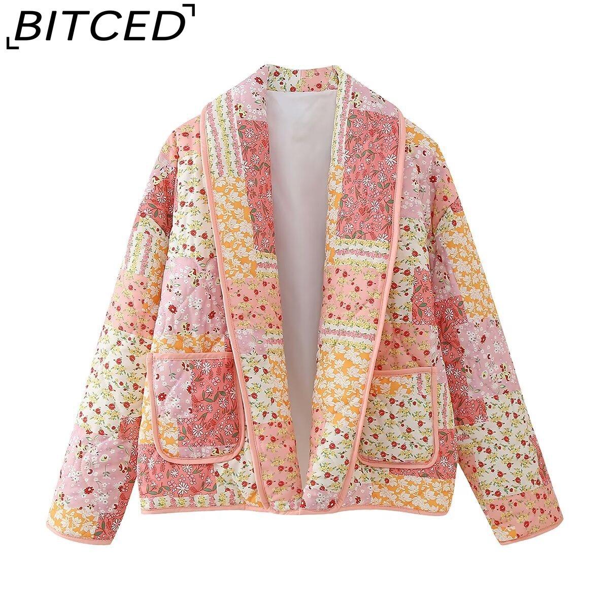 

BITCED Осенне-зимняя хлопковая куртка с лацканами и модным принтом L