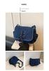 Korean Style Denim One-Shoulder Bag with Drawstring, Large Capacity Crossbody for School and Travel