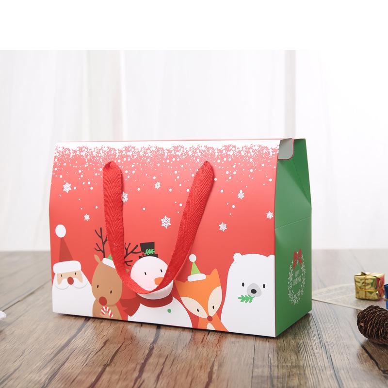 Christmas Gift Christmas Eve Apple Packaging Paper Box Cartoon Style Holiday Handheld Gift Box Mall Window Decor Christmas Box