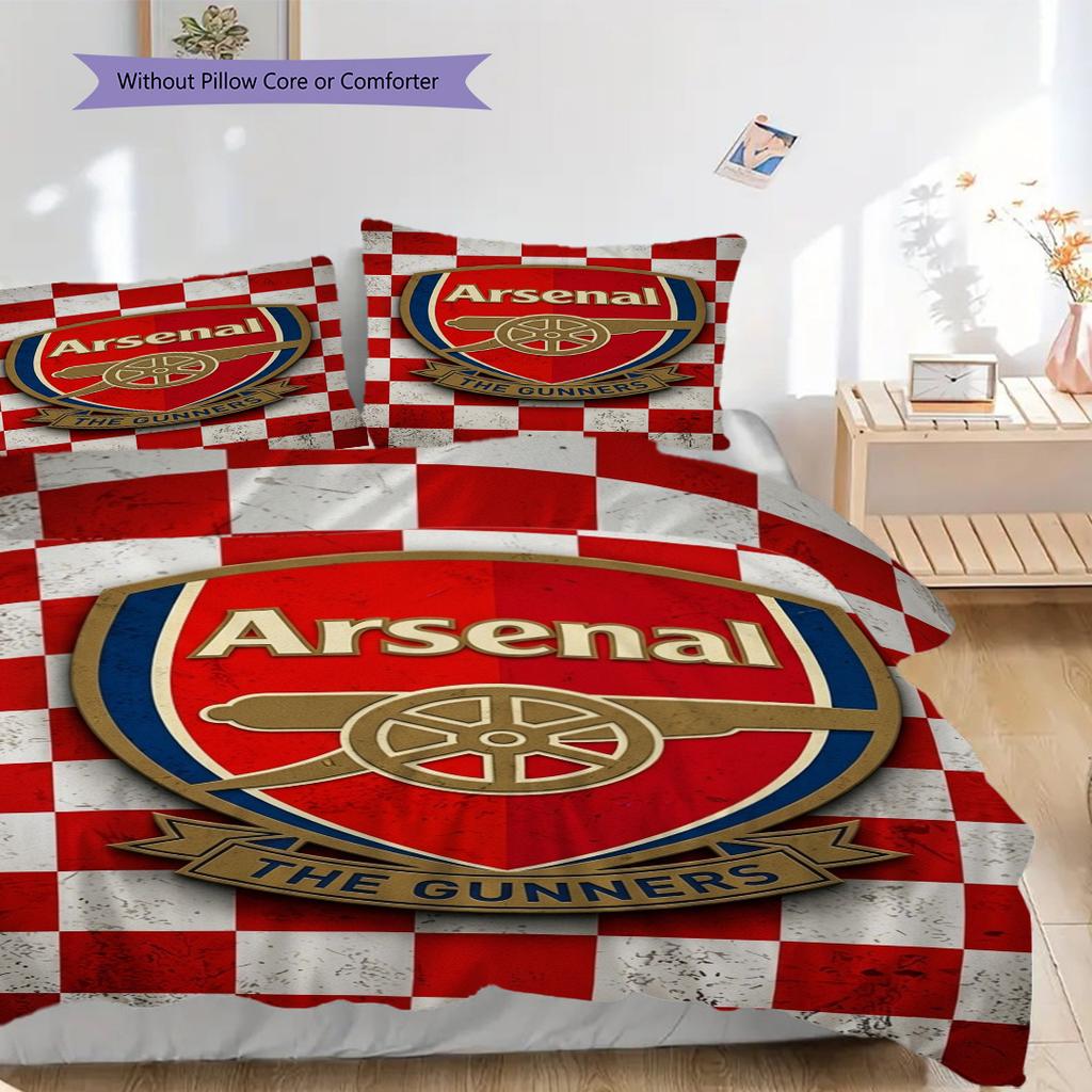 "Iconic Arsenal Emblem Checkerboard." Bedding (1 * Duvet Cover + 2 * Pillowcase, Without Core) 2DFlat Christmas Birthday Gift Soft and Comfortable