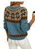 Women's Christmas Jacquard Round Neck Sweater - Casual, Loose, Slimming Knitwear for Autumn and Winter