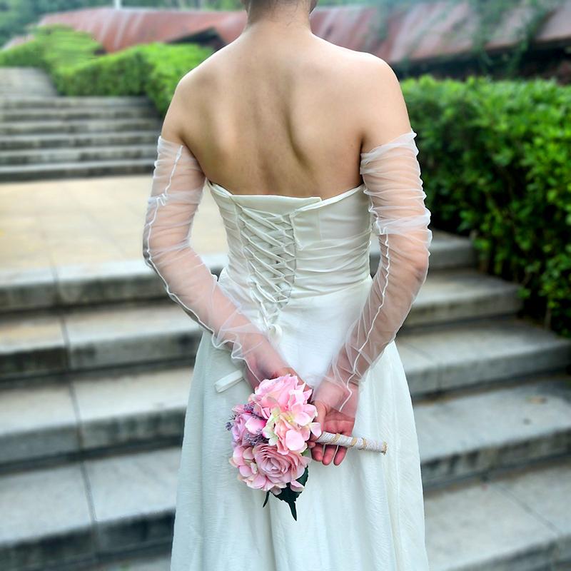 Elegantní svatební rukavice Svatební rukavice Délka k lokti Bez prstů Odnímatelné návleky na ruce Dívčí rozlučka se svobodou DIY doplňky