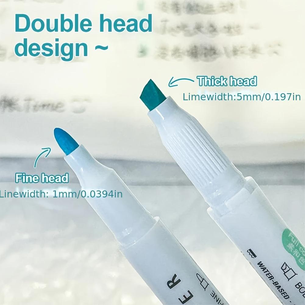 5pcs Double-Ended Highlighter Pens Set with Fine & Broad Tips - High Quality Quick-Dry Smooth Ink, for Journaling, Drawing, Art