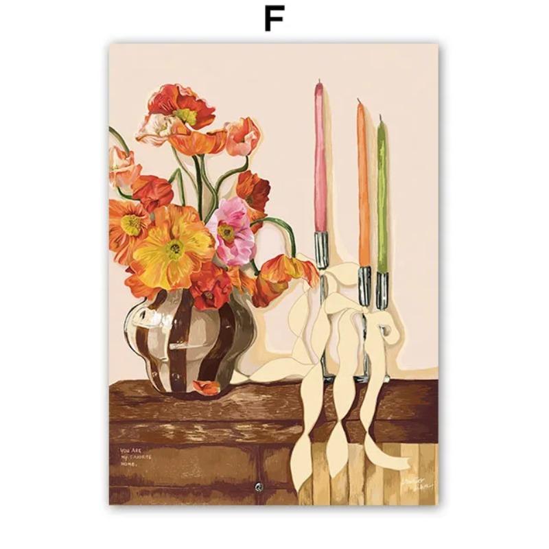 Mode Mädchen Hund Vase Blume Banane Abstrakt Poster und Drucke Wandkunst Leinwand Malerei Bild Hotel Bar für Wohnzimmer Dekor