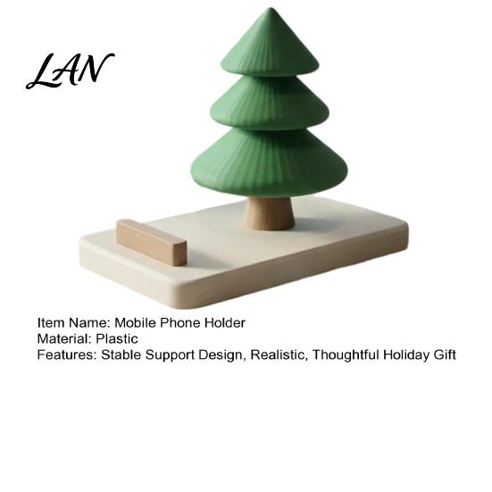 Festive Table Decoration Christmas Tree Phone Stand, 3D Printed Creative Desk Holder for Cell Mount Phone, Holiday Desktop Decor Home Office Dormitory