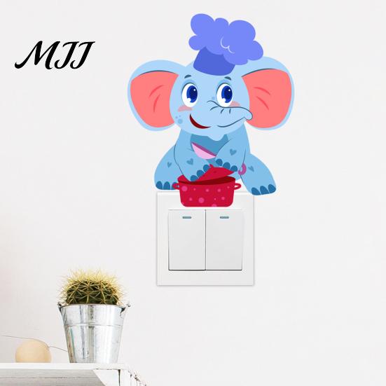 Safety Outlet Protectors for Children Cute Elephant Switch Sticker, Decorative PVC Waterproof Light Decal, Protective Cover Flexible Cut to