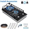 TopStrong 30cm Tempered Glass Gas Cooktop with Cast Iron Supports, 5200W, Black, Easy Installation