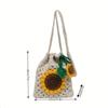 Drawstring Sunflower Shoulder Bag Knitted Sunflower Knitted Bag Handwoven Knit Bag  Girl Gift