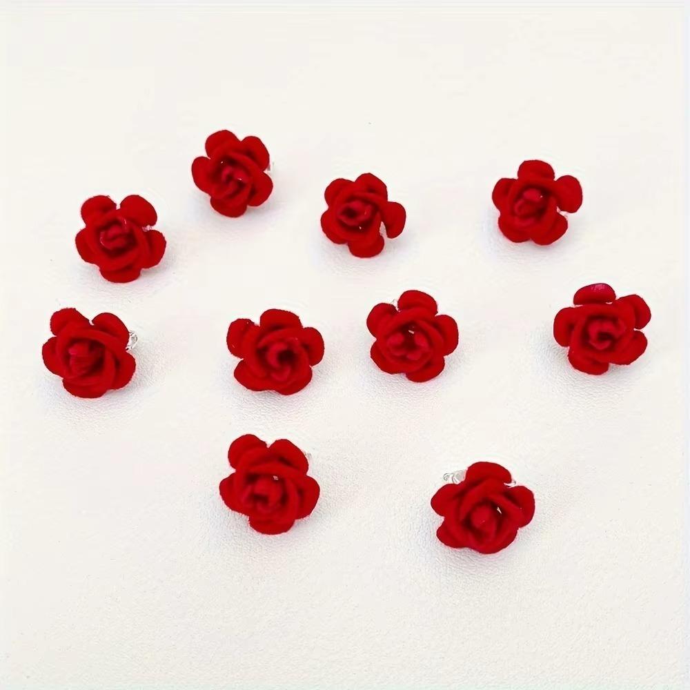 10pcs Resin Hair Clip Rose Hair Buckle Fashion Korean Headwear Accessories Valentine's Day