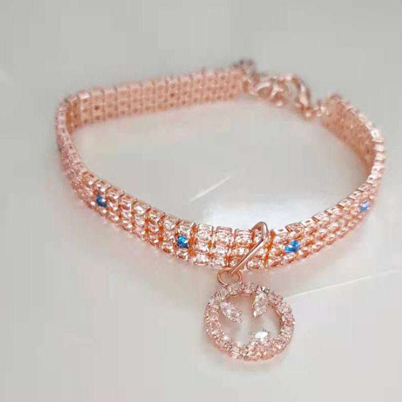 Pet Supplies, Colorful Crystal Necklace, Smiling Zircon, Three Row Diamond, Cat and Dog Accessories, High-end, Dog Gift
