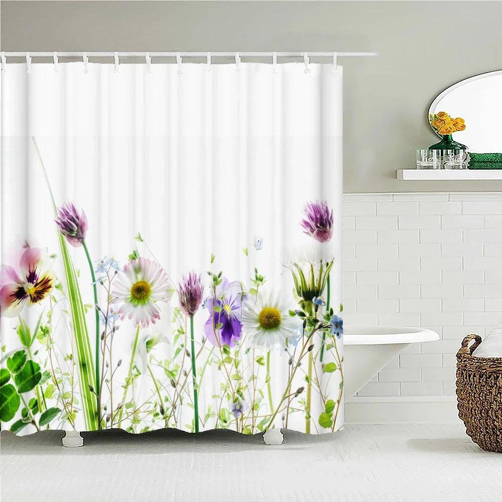 Dandelion Natural Flowers Shower Curtains Waterproof Bathroom Curtain Bath Curtain High Quality With Hooks Shower Curtain