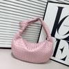 Handwoven Horn-Shaped Crossbody Bag Women Soft PU Woven Shoulder Small Daily Use Tote In 16 Colors