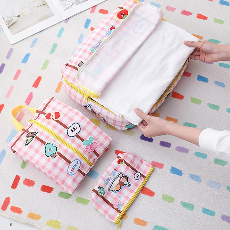 Cute Travel Storage Bag Large Capacity Waterproof Cartoon Portable Clothes Underwear Shoes Luggage Storage Bag With Zipper